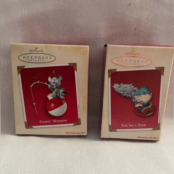 Vintage Hallmark Keepsake Ornaments  Elf Fishin’ Mission and You’re a Star Mouse - Picture 2 of 11